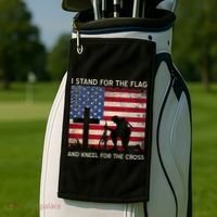 I Stand For The Flag And Kneel For The Cross Gift Golf Towel thumb 2