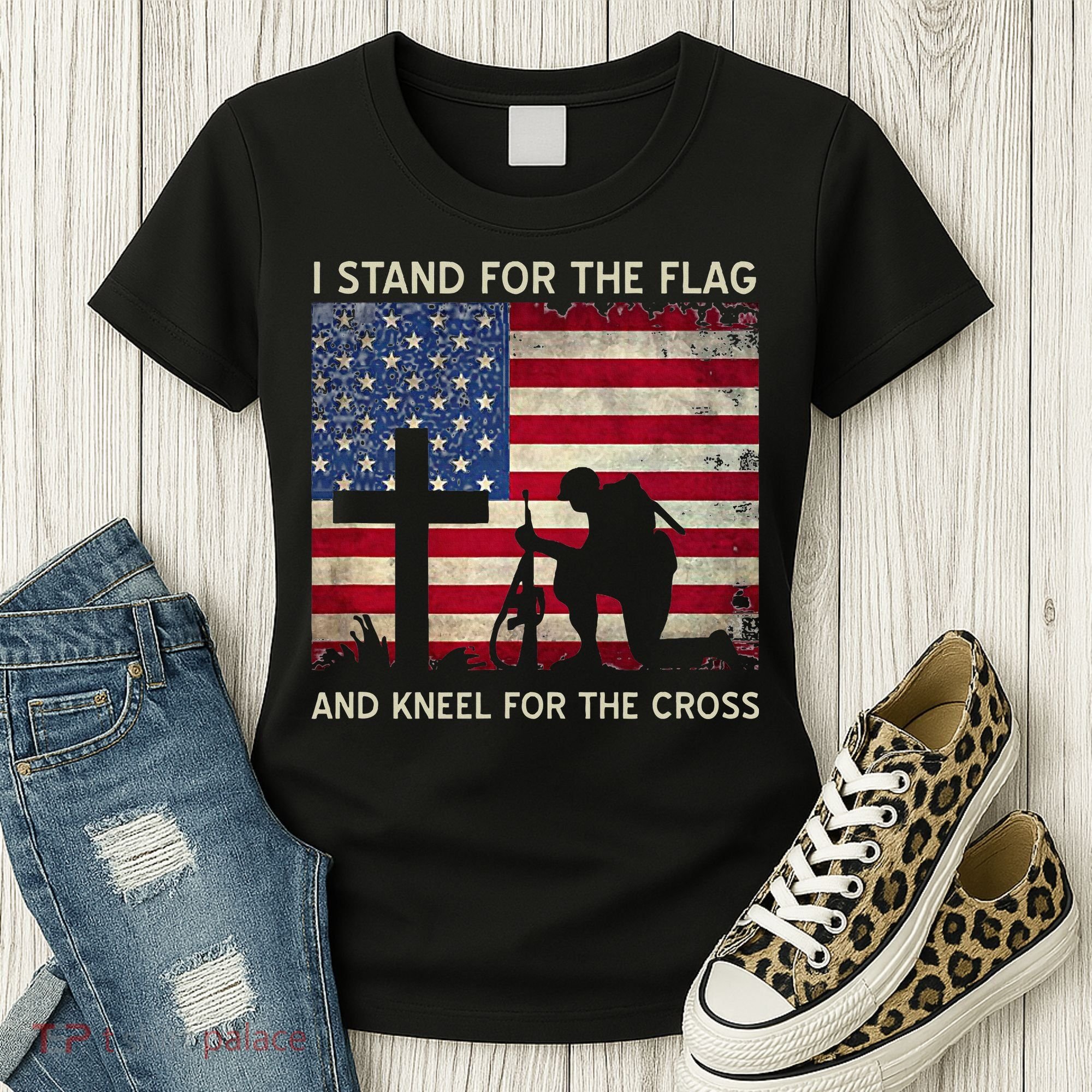 I Stand For The Flag And Kneel For The Cross Gift Women's T-Shirt