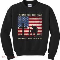 I Stand For The Flag And Kneel For The Cross Gift Kids Sweatshirt thumb 0