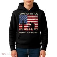 I Stand For The Flag And Kneel For The Cross Gift Kids Hoodie thumb 4