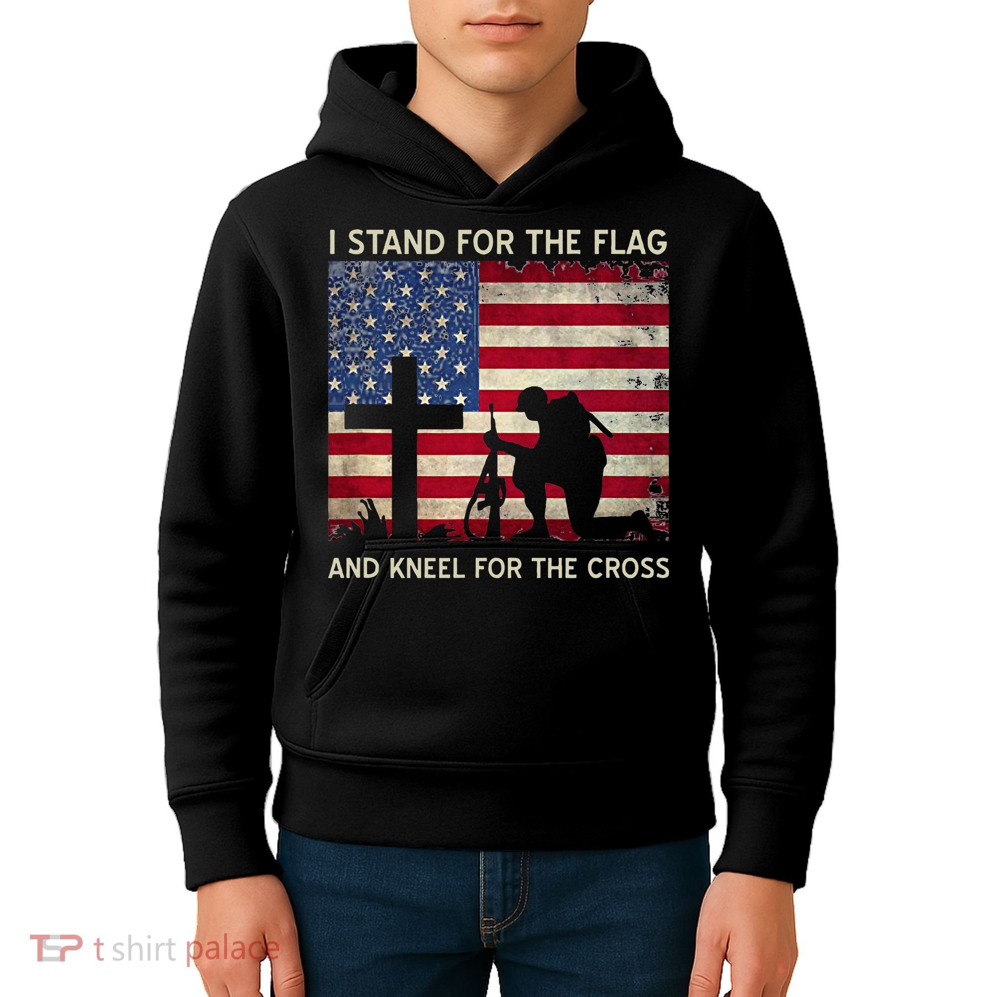 I Stand For The Flag And Kneel For The Cross Gift Kids Hoodie