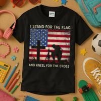 I Stand For The Flag And Kneel For The Cross Gift Kids T-Shirt thumb 3