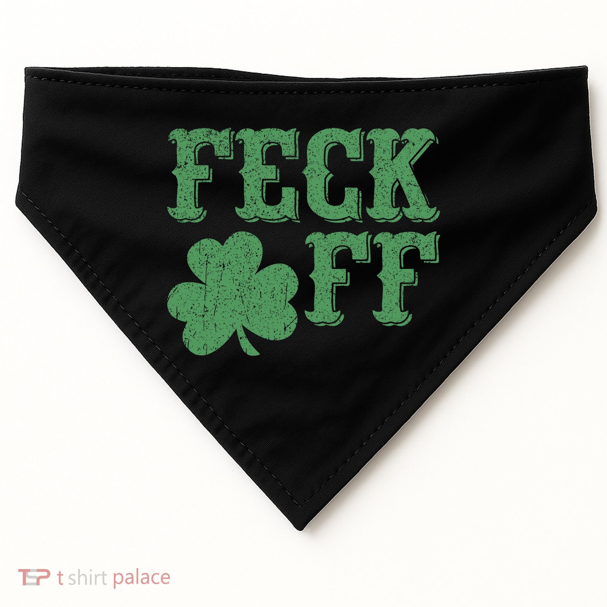 Irish Shamrock Feck Off Shamrock St. Patrick's Day USA-Made Doggie Bandana