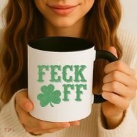 Irish Shamrock Feck Off Shamrock St. Patrick's Day Coffee Mug thumb 3