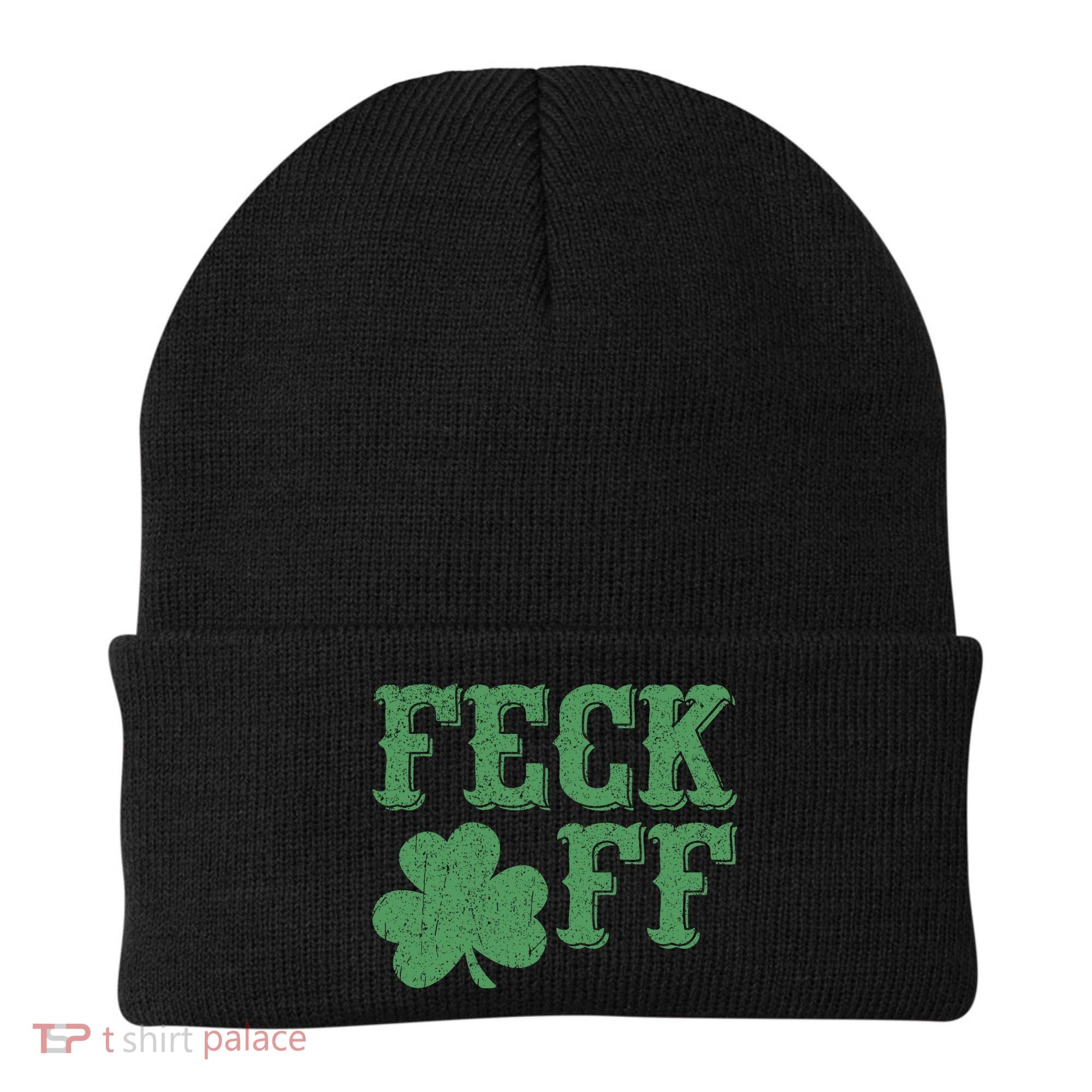 Irish Shamrock Feck Off Shamrock St. Patrick's Day Beanie