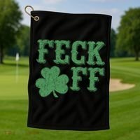 Irish Shamrock Feck Off Shamrock St. Patrick's Day Golf Towel thumb 1