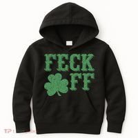 Irish Shamrock Feck Off Shamrock St. Patrick's Day Kids Hoodie thumb 0