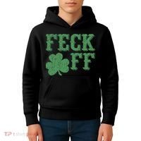 Irish Shamrock Feck Off Shamrock St. Patrick's Day Kids Hoodie thumb 4