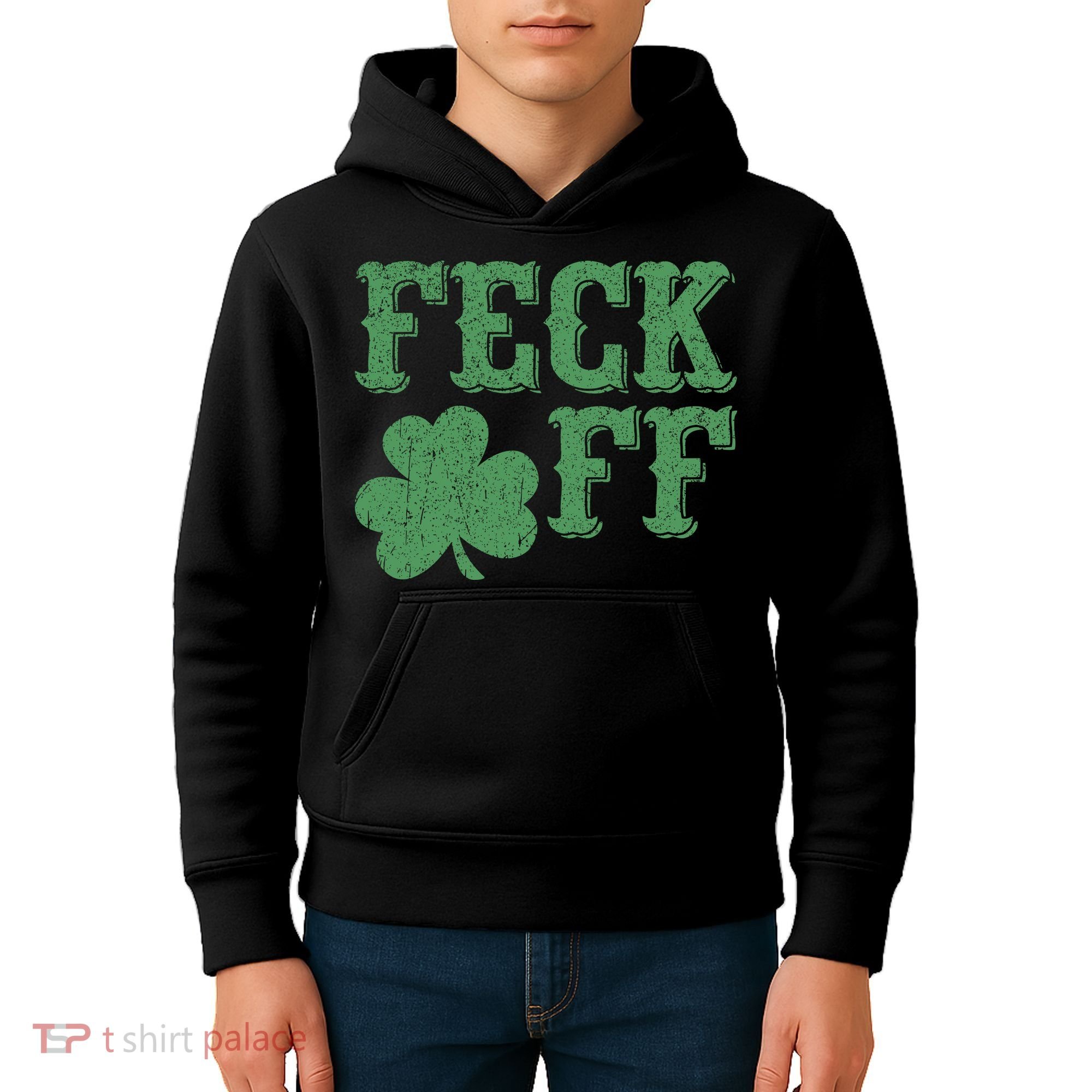 Irish Shamrock Feck Off Shamrock St. Patrick's Day Kids Hoodie