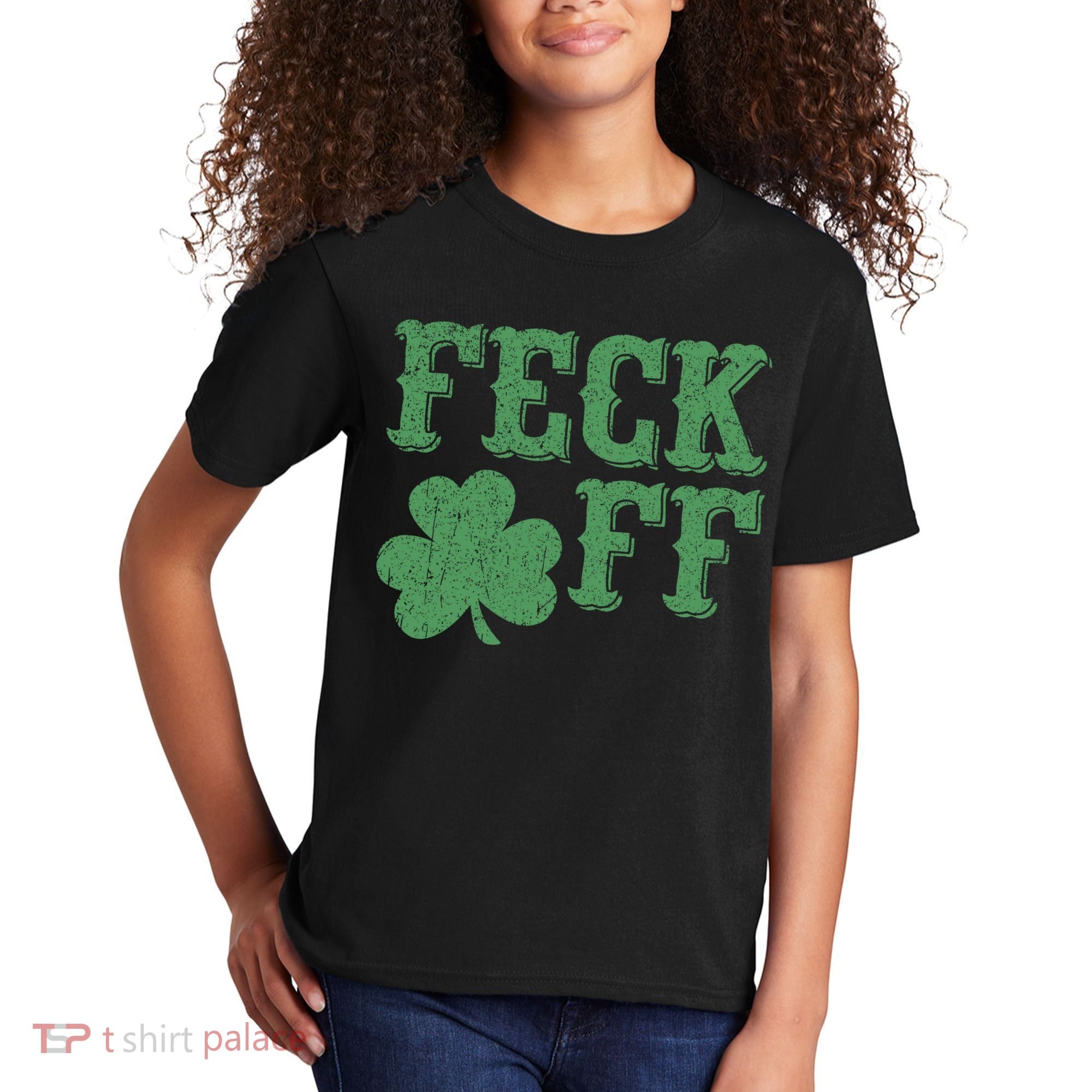 Irish Shamrock Feck Off Shamrock St. Patrick's Day Kids T-Shirt