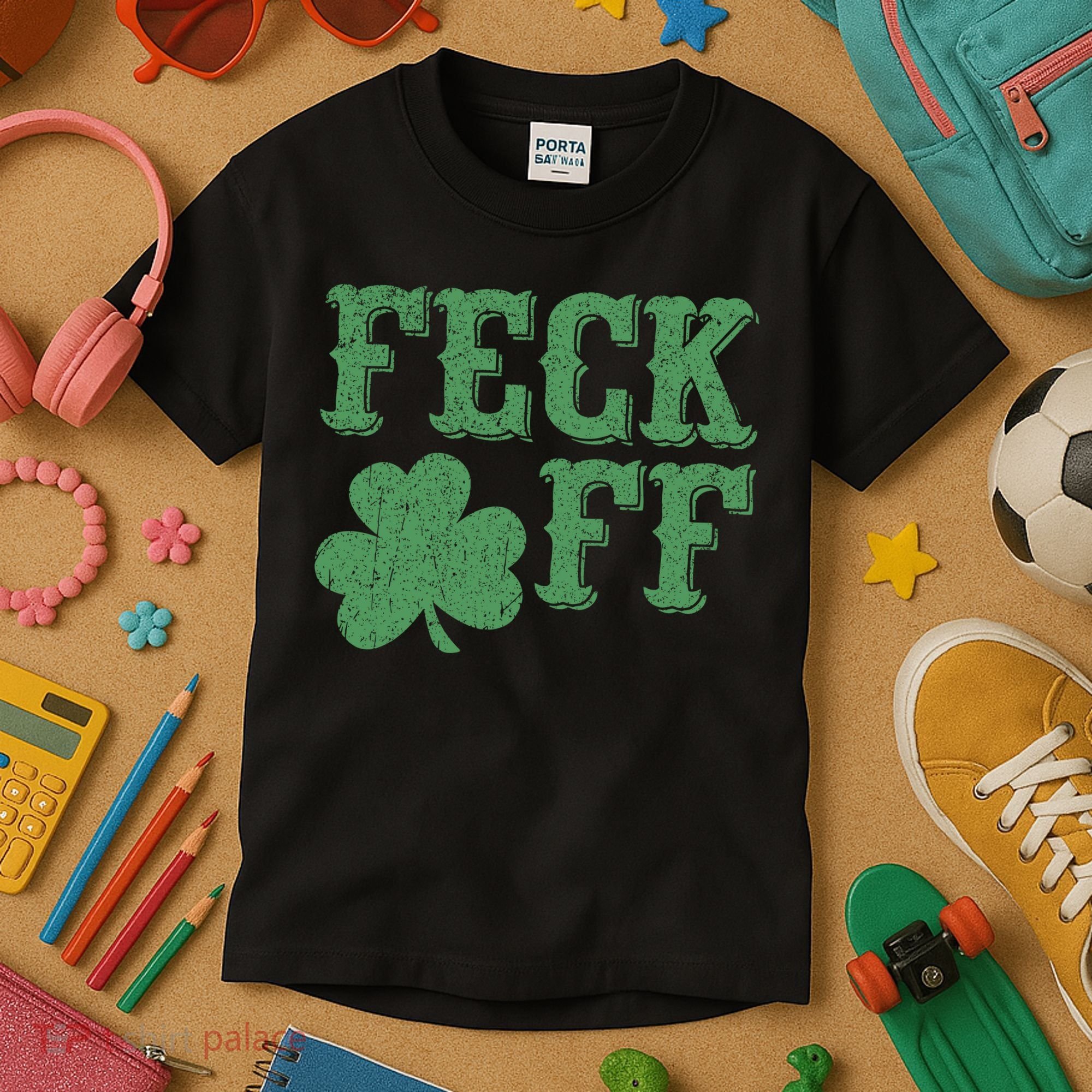 Irish Shamrock Feck Off Shamrock St. Patrick's Day Kids T-Shirt