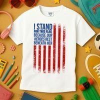 I Stand For This Flag Because Our Heroes Rest Beneath Her USA Kids T-Shirt thumb 3