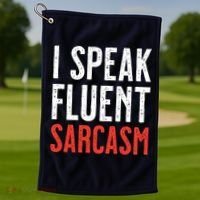 I Speak Fluent Sarcasm Golf Towel thumb 1