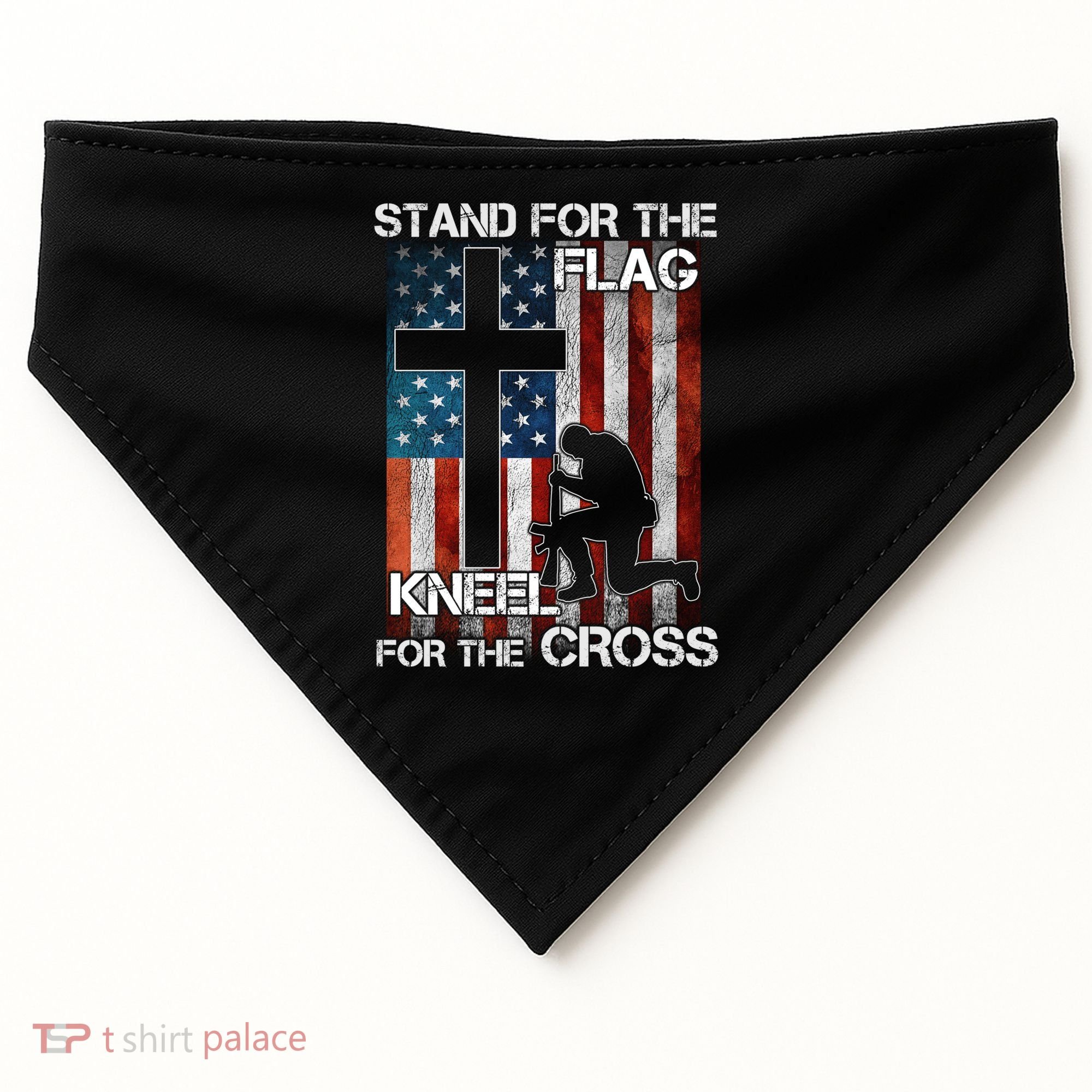 I Stand For The Flag And Kneel For The Cross Meaningful Gift USA-Made Doggie Bandana