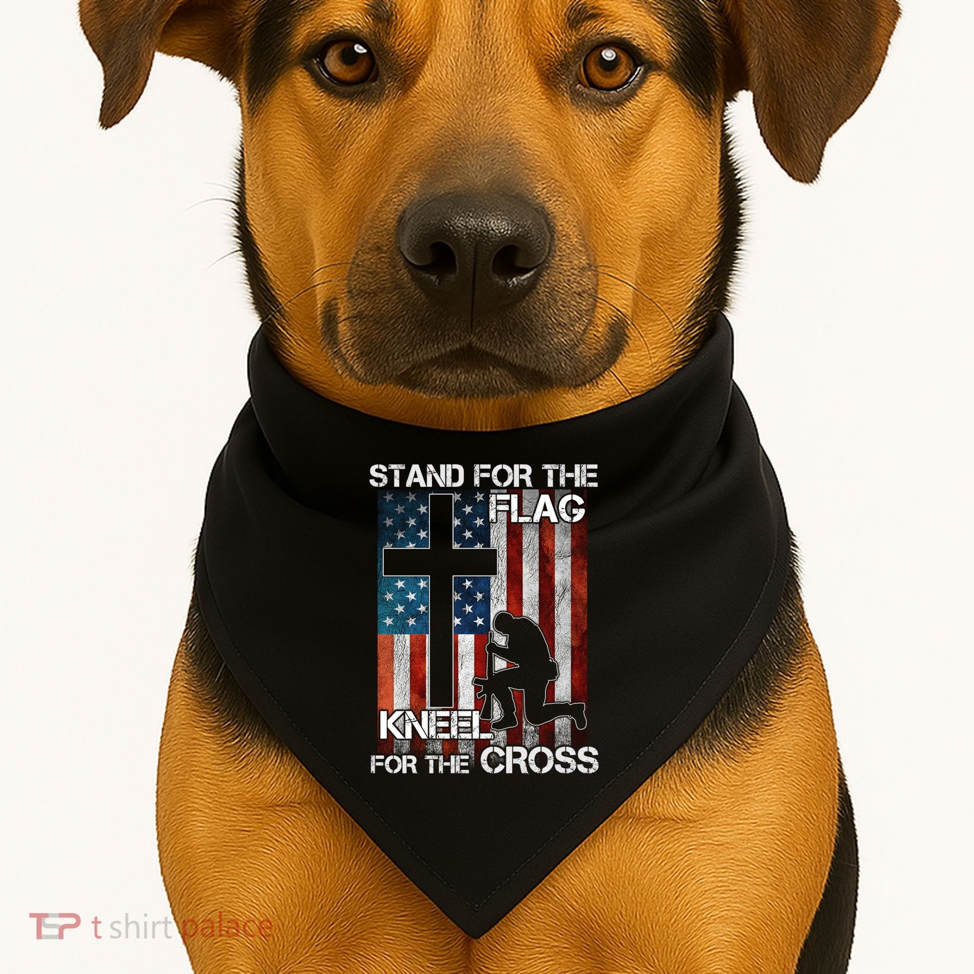 I Stand For The Flag And Kneel For The Cross Meaningful Gift USA-Made Doggie Bandana