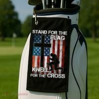 I Stand For The Flag And Kneel For The Cross Meaningful Gift Golf Towel thumb 2