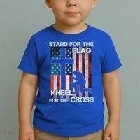 I Stand For The Flag And Kneel For The Cross Meaningful Gift Toddler T-Shirt thumb 2