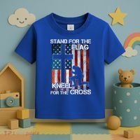 I Stand For The Flag And Kneel For The Cross Meaningful Gift Toddler T-Shirt thumb 3