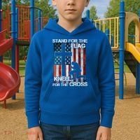 I Stand For The Flag And Kneel For The Cross Meaningful Gift Kids Hoodie thumb 2