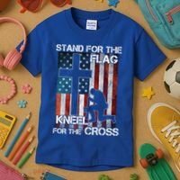 I Stand For The Flag And Kneel For The Cross Meaningful Gift Kids T-Shirt thumb 3