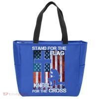 I Stand For The Flag And Kneel For The Cross Meaningful Gift Tote Bag thumb 0