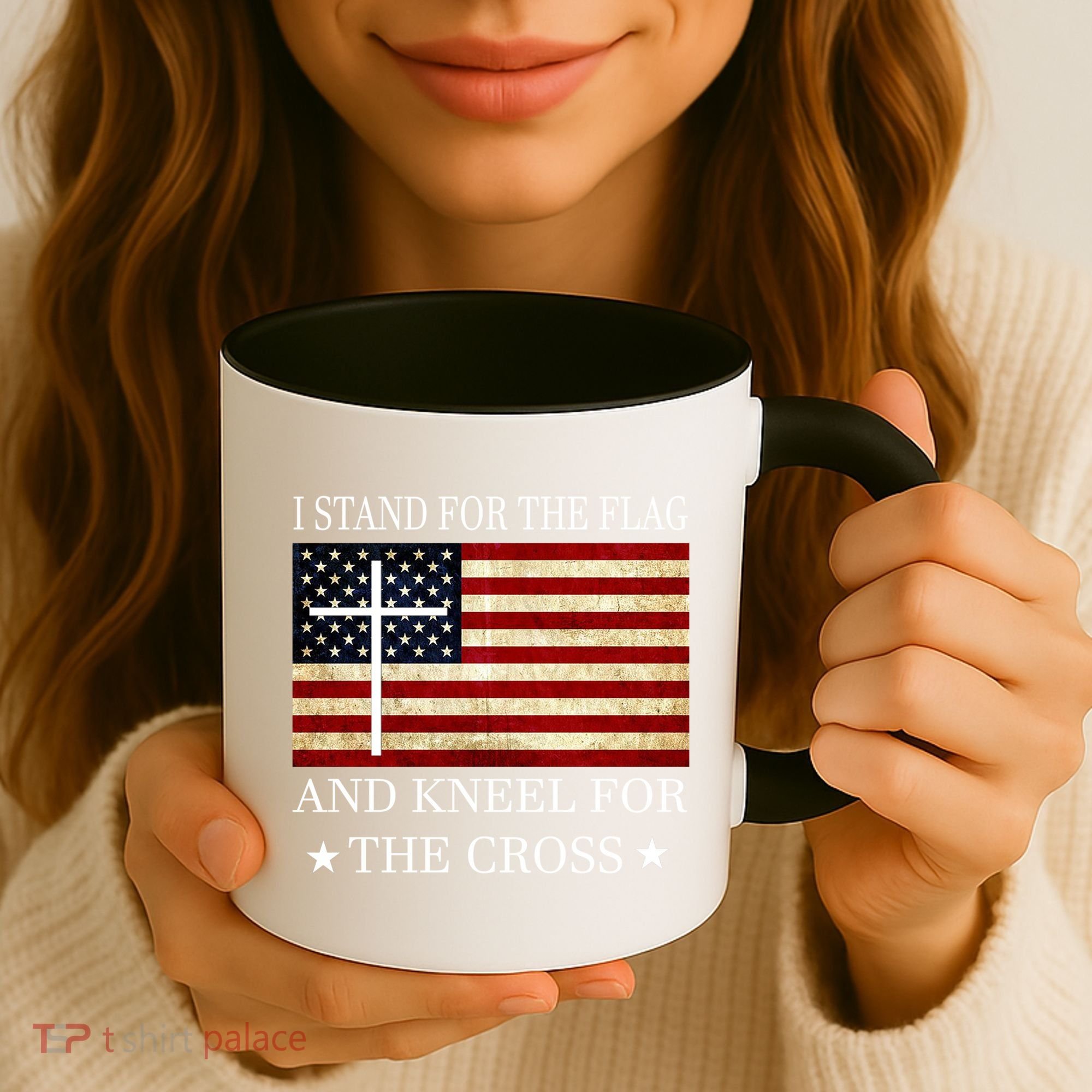 I Stand For The Flag And Kneel For The Cross Gift Coffee Mug