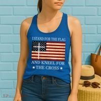 I Stand For The Flag And Kneel For The Cross Gift Women's Tank Top thumb 2