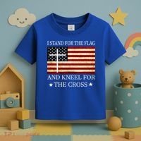 I Stand For The Flag And Kneel For The Cross Gift Toddler T-Shirt thumb 3
