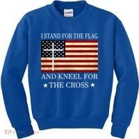 I Stand For The Flag And Kneel For The Cross Gift Kids Sweatshirt thumb 0