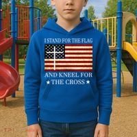 I Stand For The Flag And Kneel For The Cross Gift Kids Hoodie thumb 2