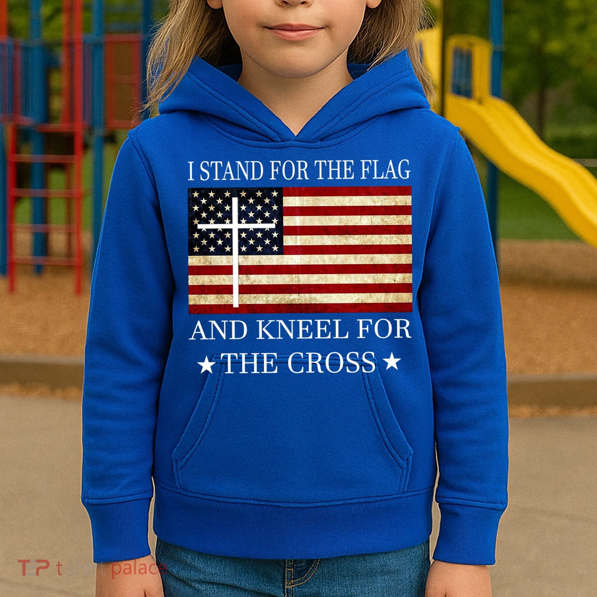 I Stand For The Flag And Kneel For The Cross Gift Kids Hoodie