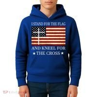 I Stand For The Flag And Kneel For The Cross Gift Kids Hoodie thumb 4