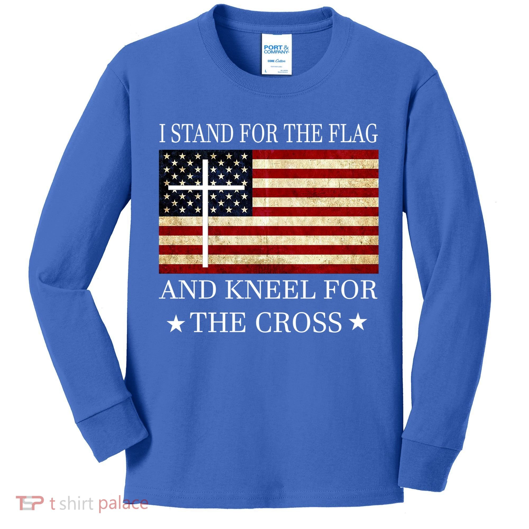 I Stand For The Flag And Kneel For The Cross Gift Kids Long Sleeve Shirt