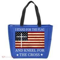 I Stand For The Flag And Kneel For The Cross Gift Tote Bag thumb 0