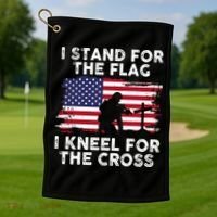 I Stand For The Flag Memorial Day Never Forget Veteran Golf Towel thumb 1