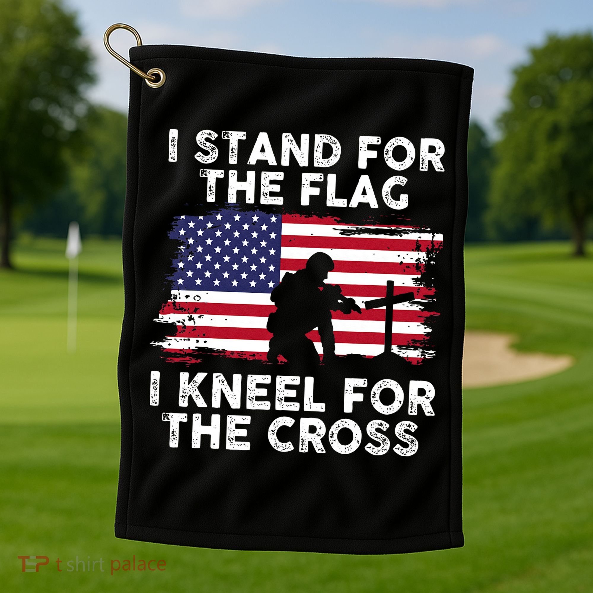 I Stand For The Flag Memorial Day Never Forget Veteran Golf Towel