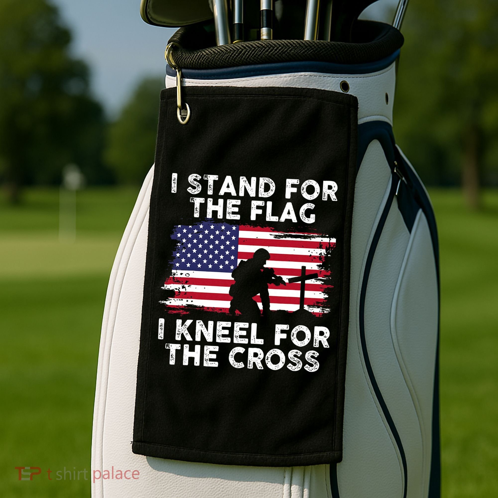 I Stand For The Flag Memorial Day Never Forget Veteran Golf Towel