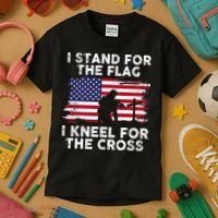 I Stand For The Flag Memorial Day Never Forget Veteran Kids T-Shirt thumb 3