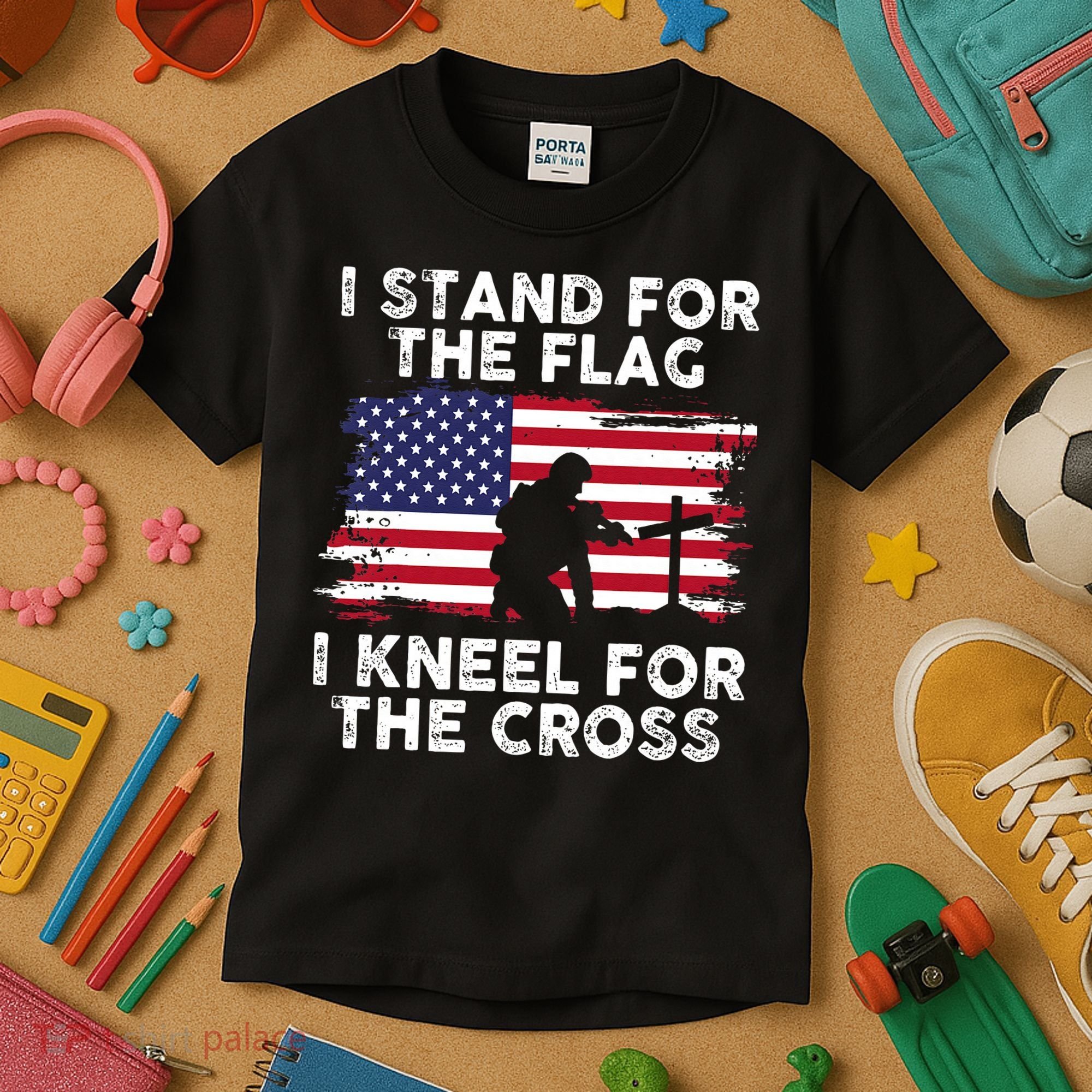 I Stand For The Flag Memorial Day Never Forget Veteran Kids T-Shirt