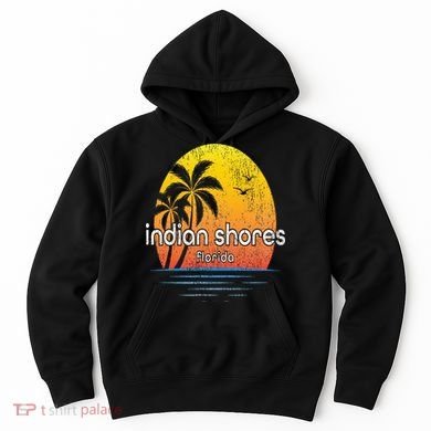Indian Shores Fl Vintage Palm Tree Sunset Hoodie