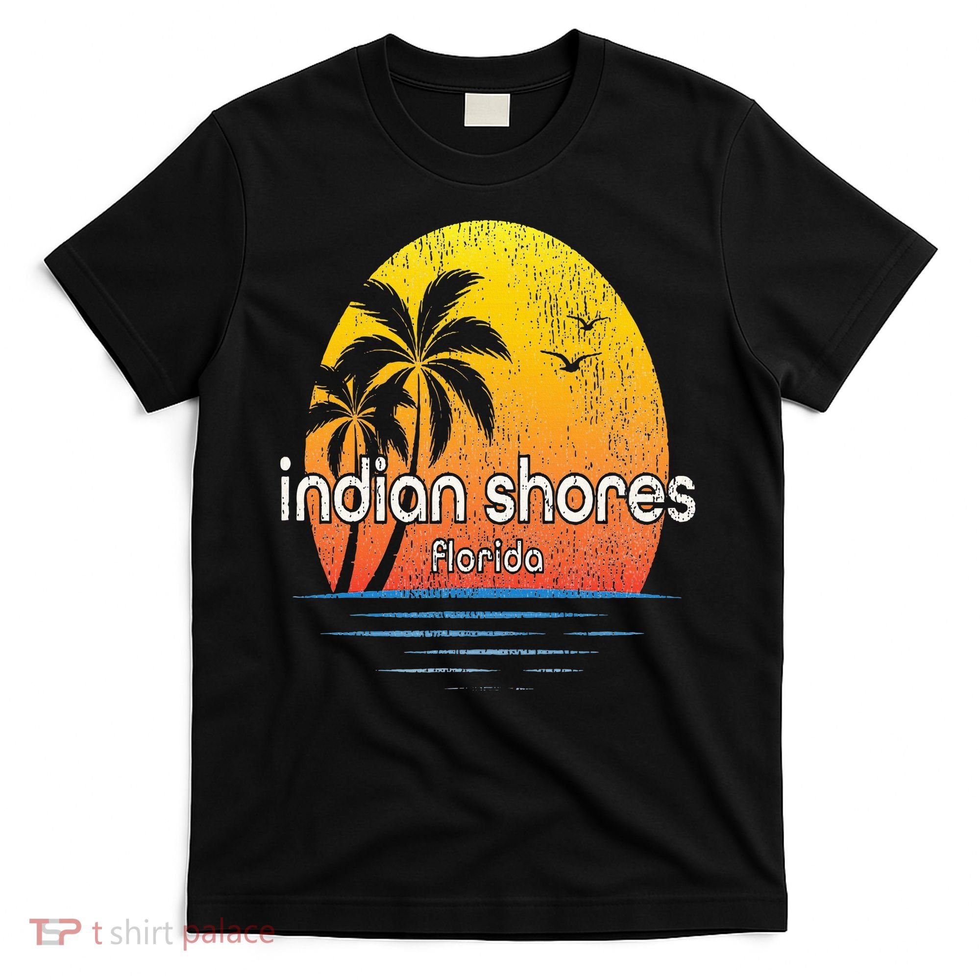 Indian Shores Fl Vintage Palm Tree Sunset T-Shirt
