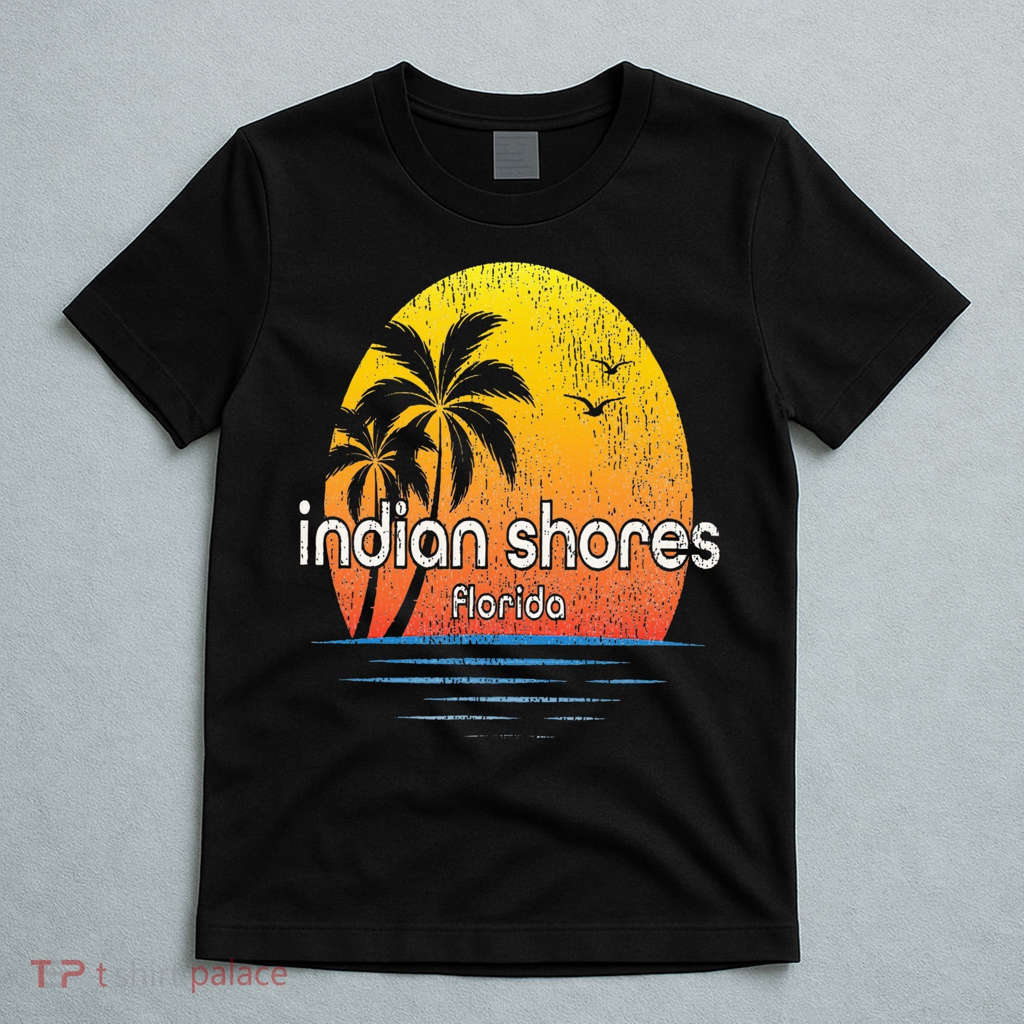 Indian Shores Fl Vintage Palm Tree Sunset T-Shirt