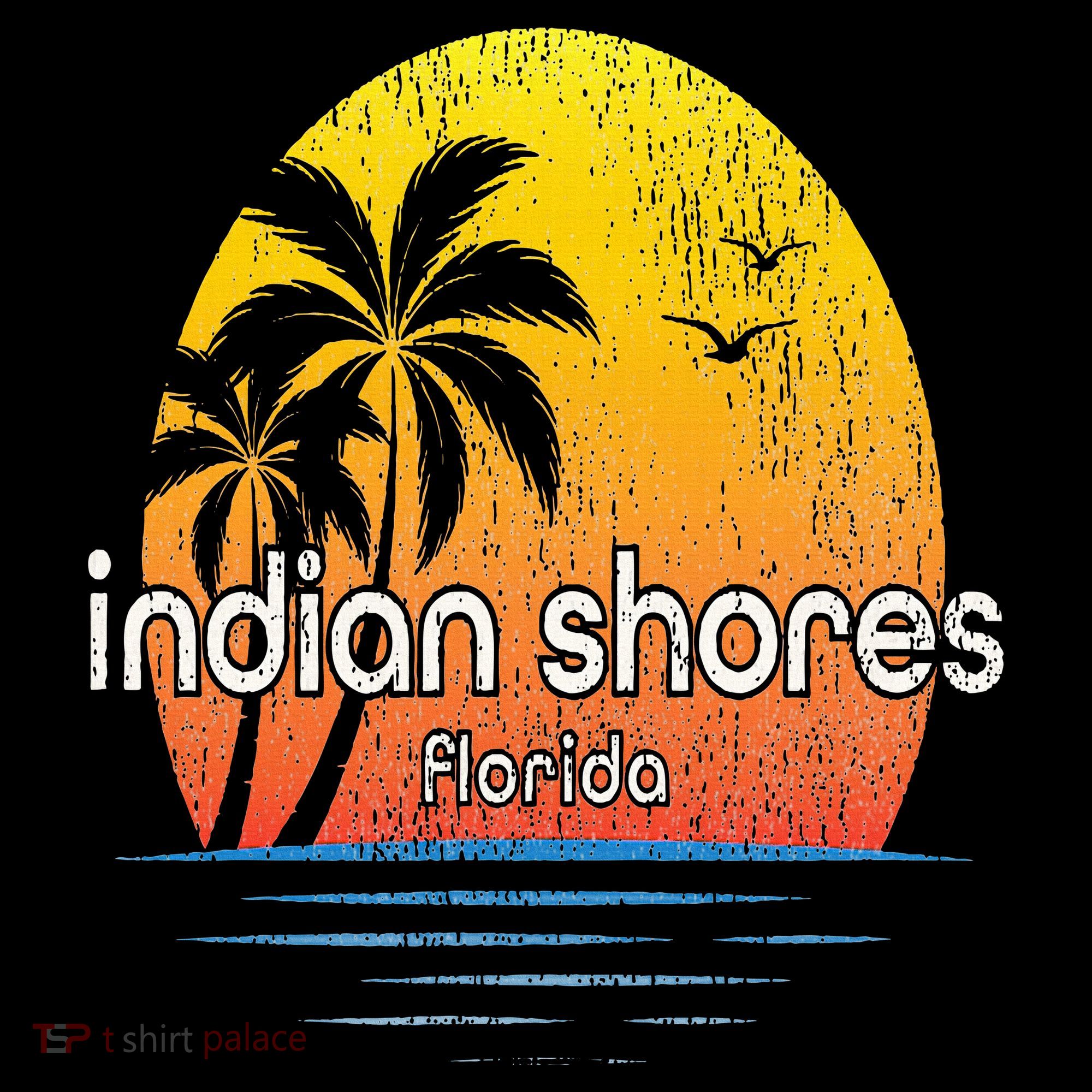 Indian Shores Fl Vintage Palm Tree Sunset T-Shirt