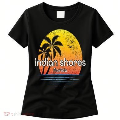 Indian Shores Fl Vintage Palm Tree Sunset Women's T-Shirt