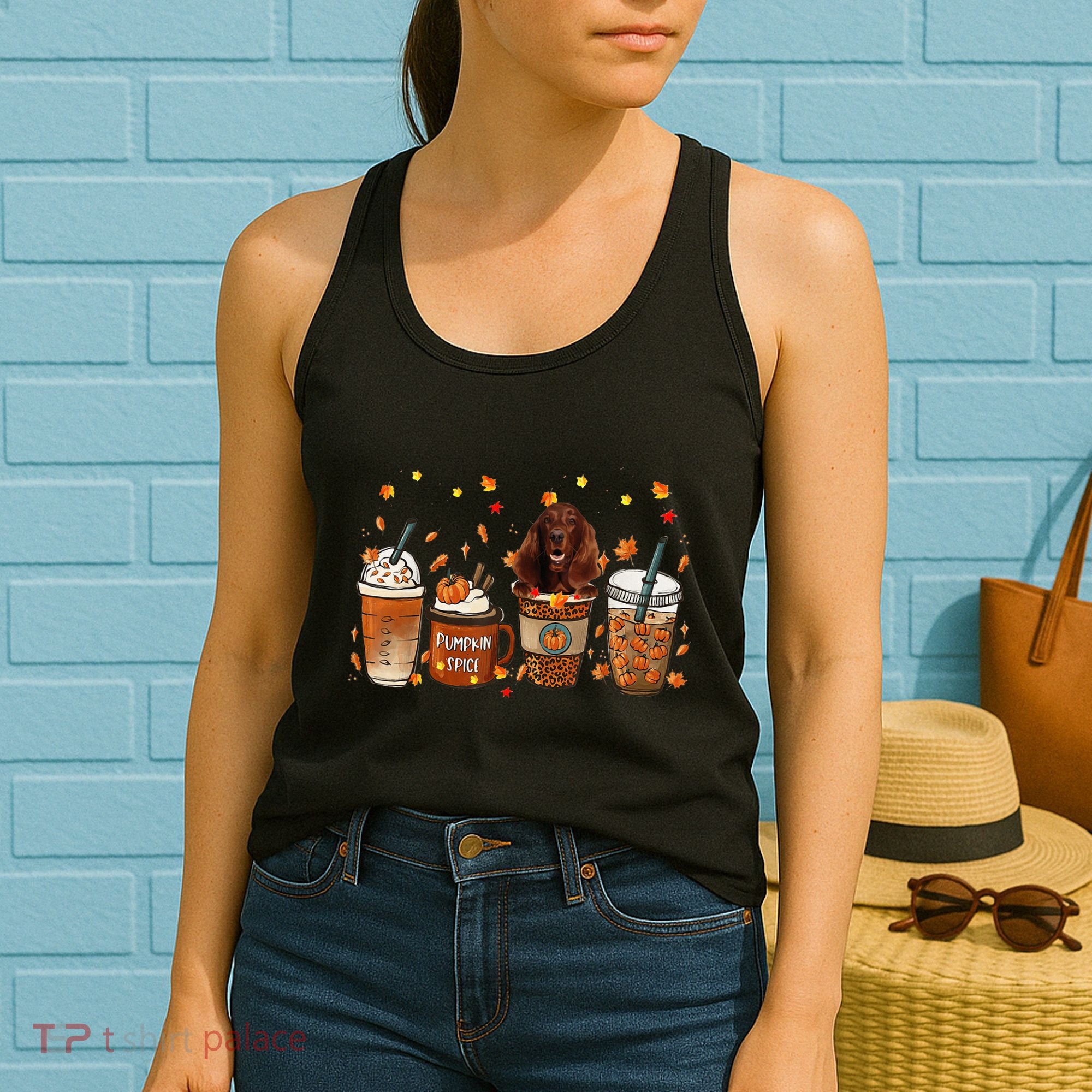 Irish Setter Fall Pumpkin Spice Latte Mug Women's Tank Top