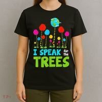 I Speak For Trees Earth Day Save Earth Inspiration Hippie T-Shirt thumb 4
