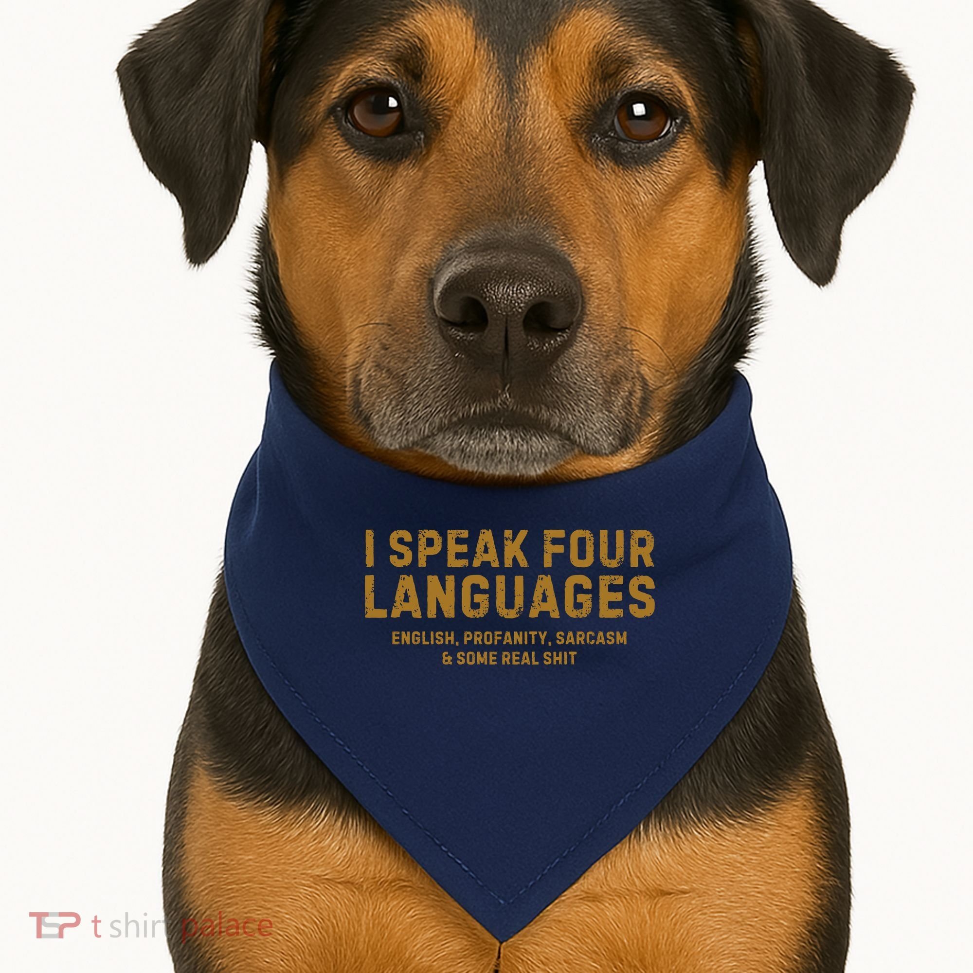 I Speak Four Languages USA-Made Doggie Bandana