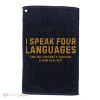 I Speak Four Languages Golf Towel thumb 0