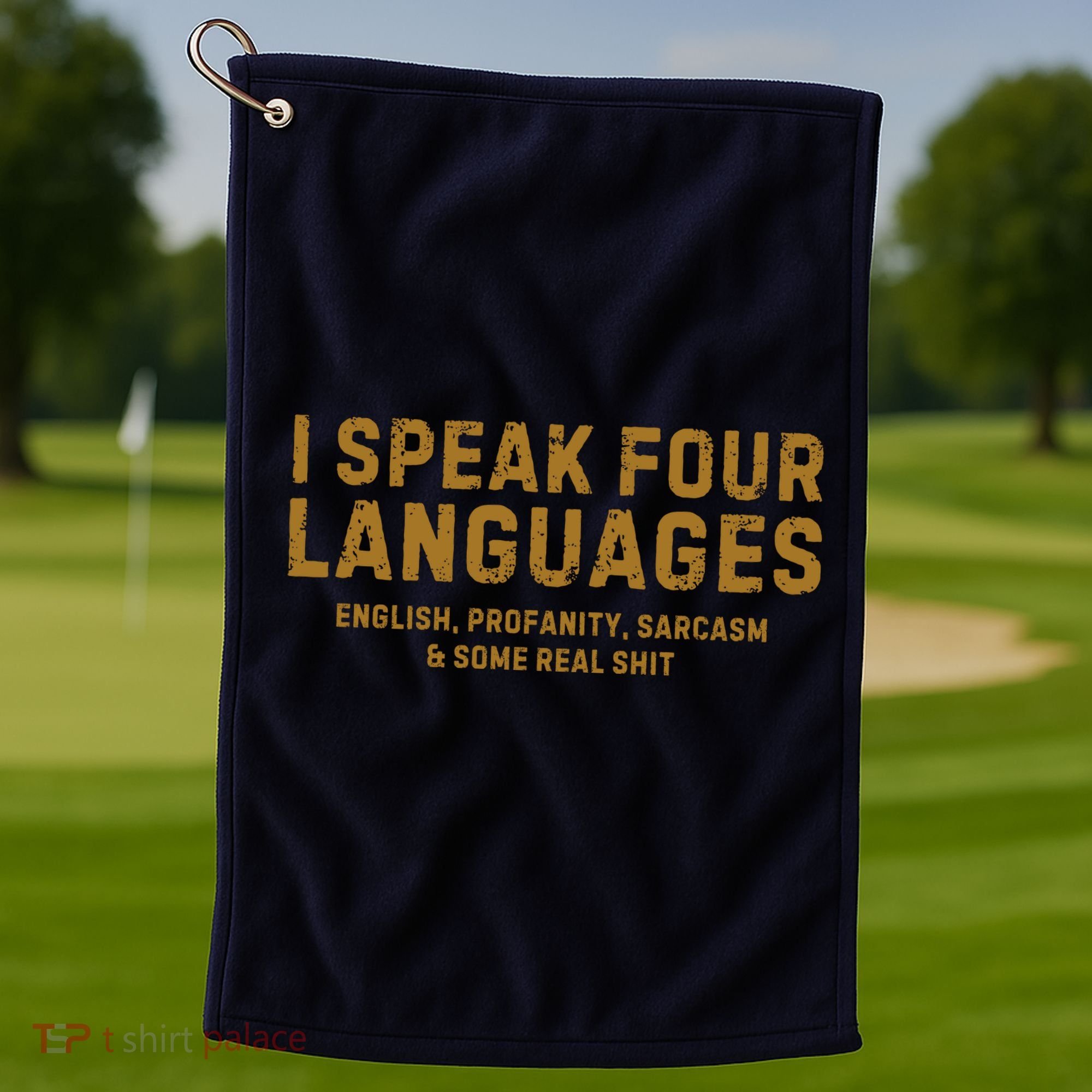 I Speak Four Languages Golf Towel