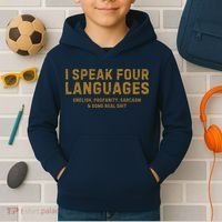 I Speak Four Languages Kids Hoodie thumb 2